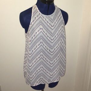 white and blue tank top